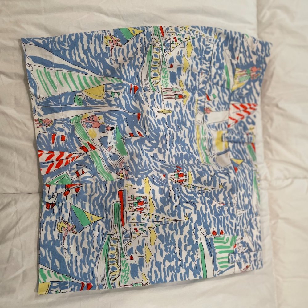 Lilly Pulitzer Callahan Nautical Sailboats Shorts Get Nauti Blue Size 10 - Picture 4 of 7